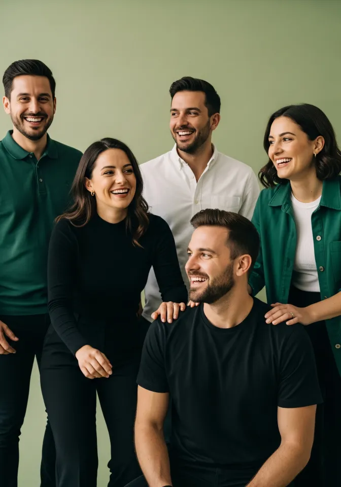 Equipe e cliente celebrando conquista